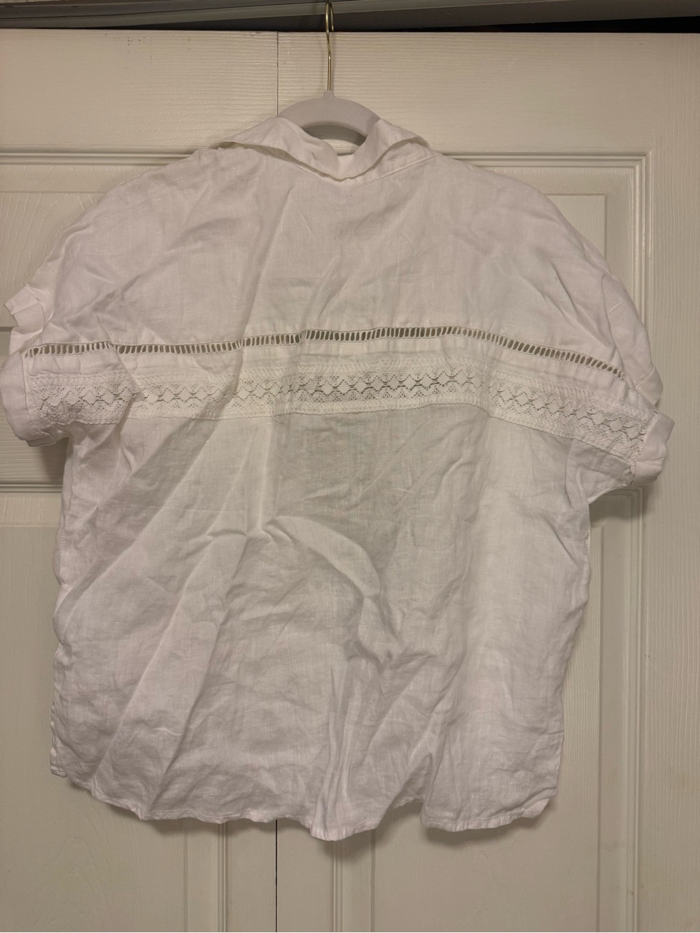 Joie White Linen Short-Sleeve Button-up Shirt - Picture 6 of 7